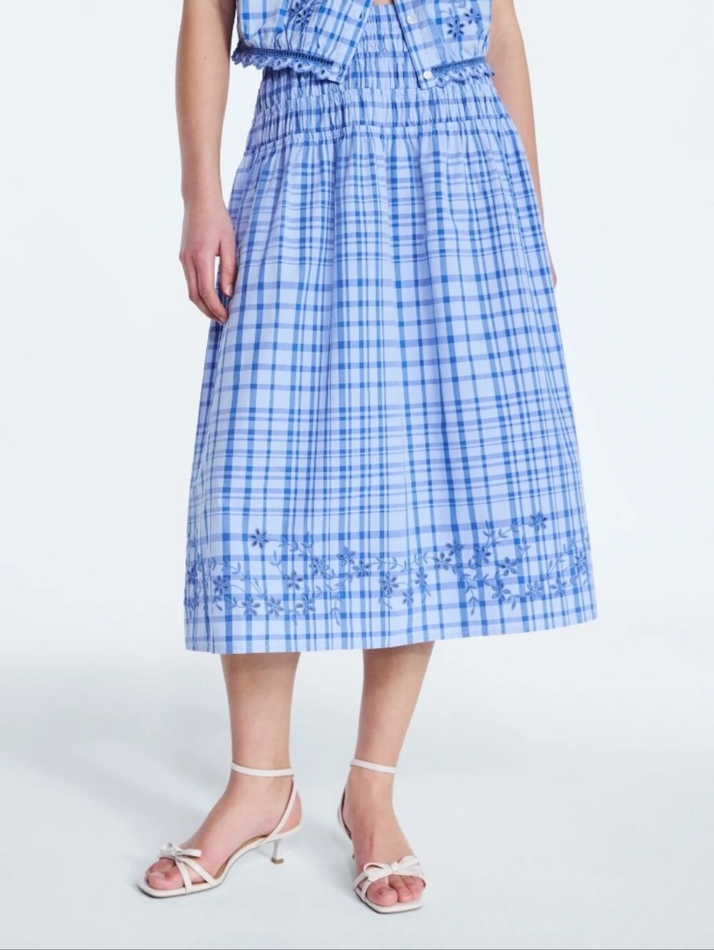 Free Assembly Women's  Embroidered Maxi Skirt with Smocked Waist Size XL